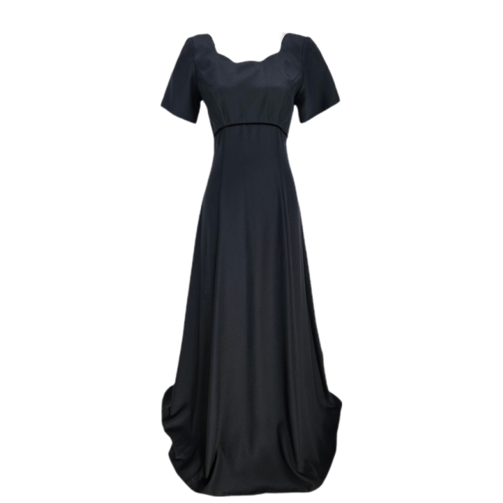 Stage Accents Black Dress Show Choir Long Size 8 Empire Waist A Line Velvet Trim